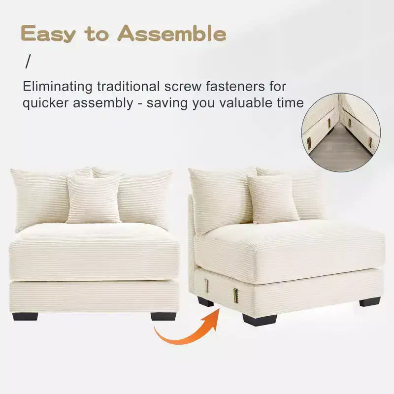 Sofá Modular Nuboso Sobredimensionado, Sofás Seccionales Convertibles Asiento Profundo Reposabrazos Extra Anchos