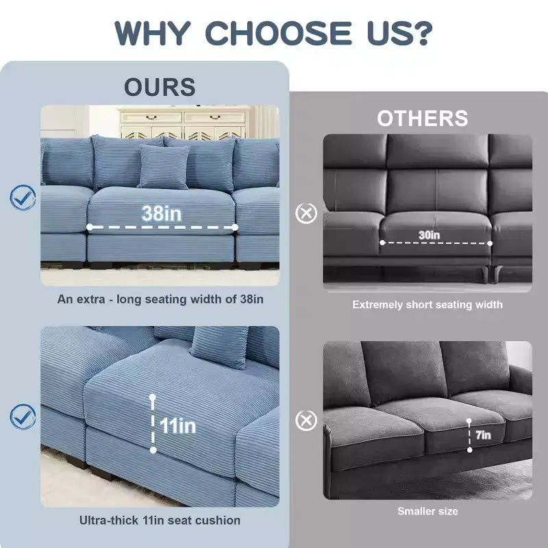 Sofá Modular Nuboso Sobredimensionado, Sofás Seccionales Convertibles Asiento Profundo Reposabrazos Extra Anchos
