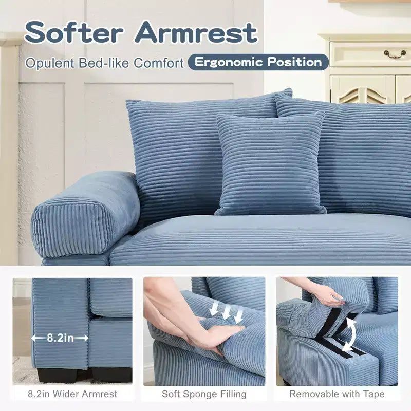 Sofá Modular Nuboso Sobredimensionado, Sofás Seccionales Convertibles Asiento Profundo Reposabrazos Extra Anchos
