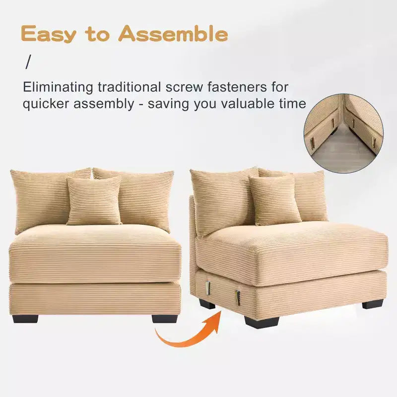 Sofá Modular Nuboso Sobredimensionado, Sofás Seccionales Convertibles Asiento Profundo Reposabrazos Extra Anchos