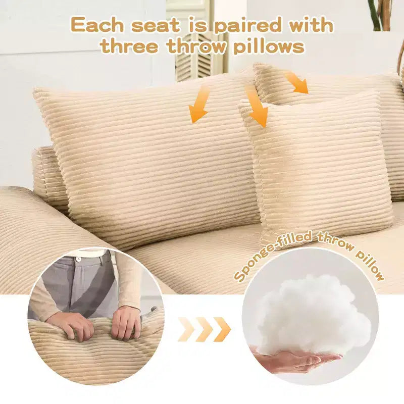 Sofá Modular Nuboso Sobredimensionado, Sofás Seccionales Convertibles Asiento Profundo Reposabrazos Extra Anchos