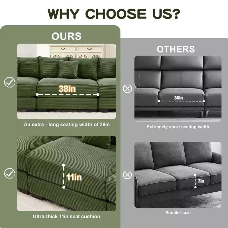 Sofá Modular Nuboso Sobredimensionado, Sofás Seccionales Convertibles Asiento Profundo Reposabrazos Extra Anchos