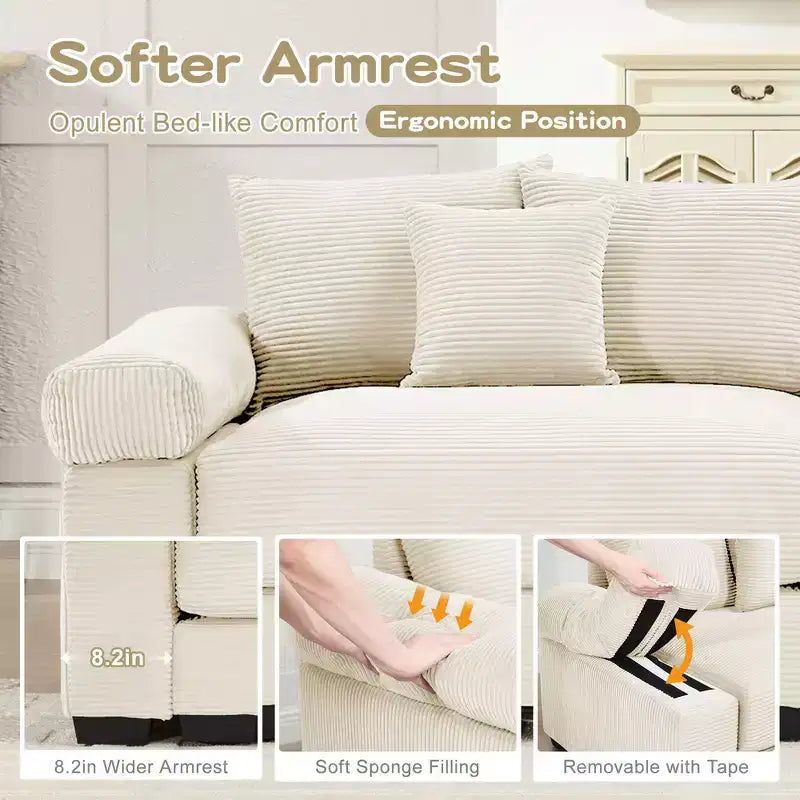 Sofá Modular Nuboso Sobredimensionado, Sofás Seccionales Convertibles Asiento Profundo Reposabrazos Extra Anchos