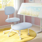Silla ergonómica con ruedas con diseño de tiras cruzadas, silla de oficina sin brazos para espacios pequeños, soporte lumbar mejorado, altura ajustable