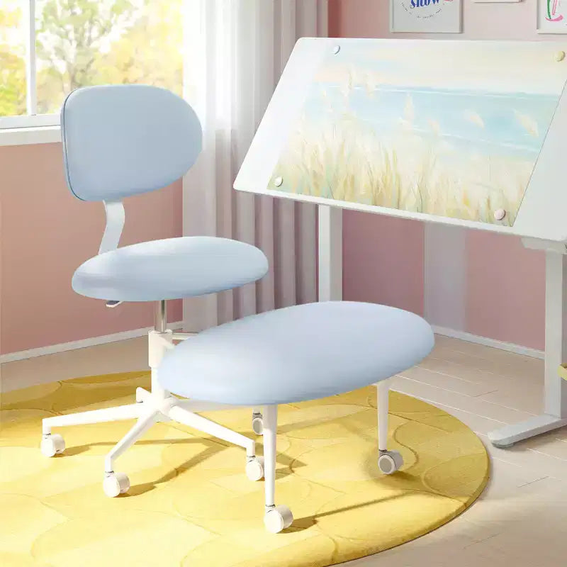 Silla ergonómica con ruedas con diseño de tiras cruzadas, silla de oficina sin brazos para espacios pequeños, soporte lumbar mejorado, altura ajustable