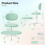 Silla ergonómica con ruedas con diseño de tiras cruzadas, silla de oficina sin brazos para espacios pequeños, soporte lumbar mejorado, altura ajustable