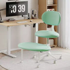 Silla ergonómica con ruedas con diseño de tiras cruzadas, silla de oficina sin brazos para espacios pequeños, soporte lumbar mejorado, altura ajustable