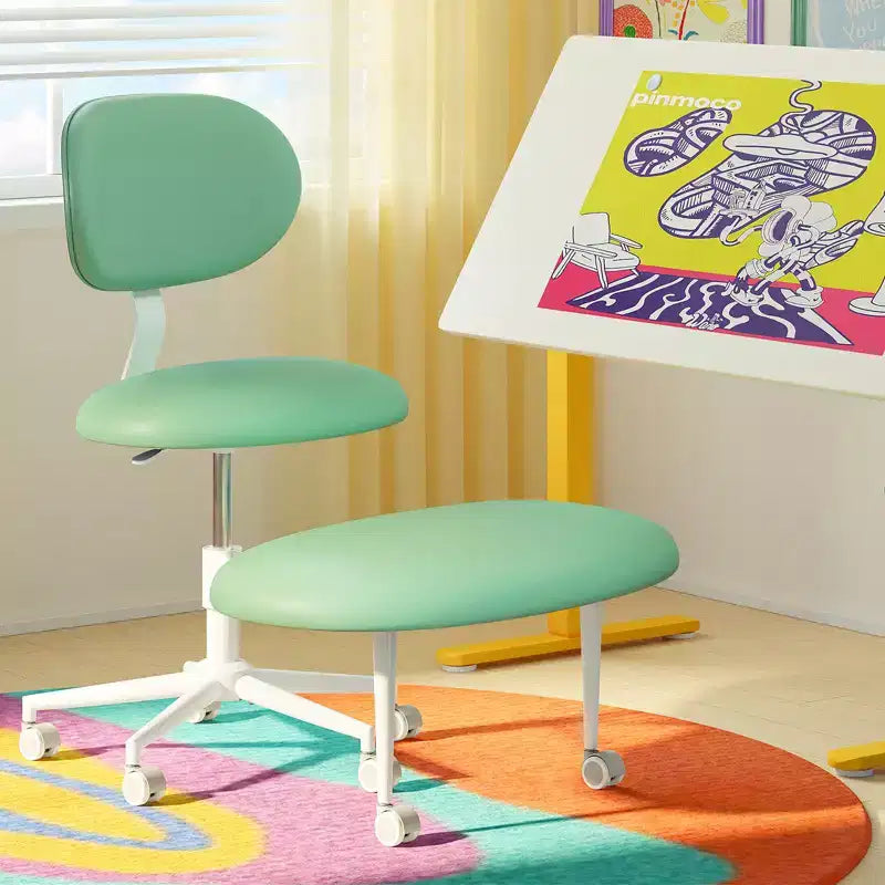 Silla ergonómica con ruedas con diseño de tiras cruzadas, silla de oficina sin brazos para espacios pequeños, soporte lumbar mejorado, altura ajustable