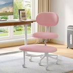 Silla ergonómica con ruedas con diseño de tiras cruzadas, silla de oficina sin brazos para espacios pequeños, soporte lumbar mejorado, altura ajustable
