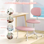 Silla ergonómica con ruedas con diseño de tiras cruzadas, silla de oficina sin brazos para espacios pequeños, soporte lumbar mejorado, altura ajustable