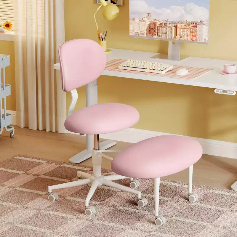Silla ergonómica con ruedas con diseño de tiras cruzadas, silla de oficina sin brazos para espacios pequeños, soporte lumbar mejorado, altura ajustable