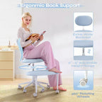 Silla ergonómica con ruedas con diseño de tiras cruzadas, silla de oficina sin brazos para espacios pequeños, soporte lumbar mejorado, altura ajustable