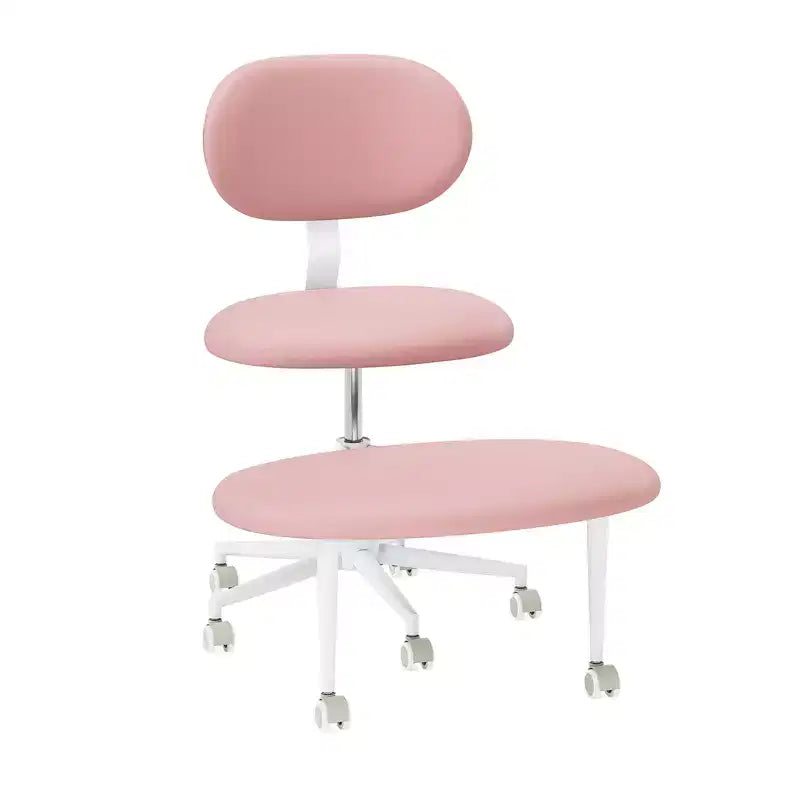 Silla ergonómica con ruedas con diseño de tiras cruzadas, silla de oficina sin brazos para espacios pequeños, soporte lumbar mejorado, altura ajustable