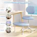 Silla ergonómica con ruedas con diseño de tiras cruzadas, silla de oficina sin brazos para espacios pequeños, soporte lumbar mejorado, altura ajustable