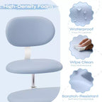 Silla ergonómica con ruedas con diseño de tiras cruzadas, silla de oficina sin brazos para espacios pequeños, soporte lumbar mejorado, altura ajustable
