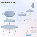 Silla ergonómica con ruedas con diseño de tiras cruzadas, silla de oficina sin brazos para espacios pequeños, soporte lumbar mejorado, altura ajustable