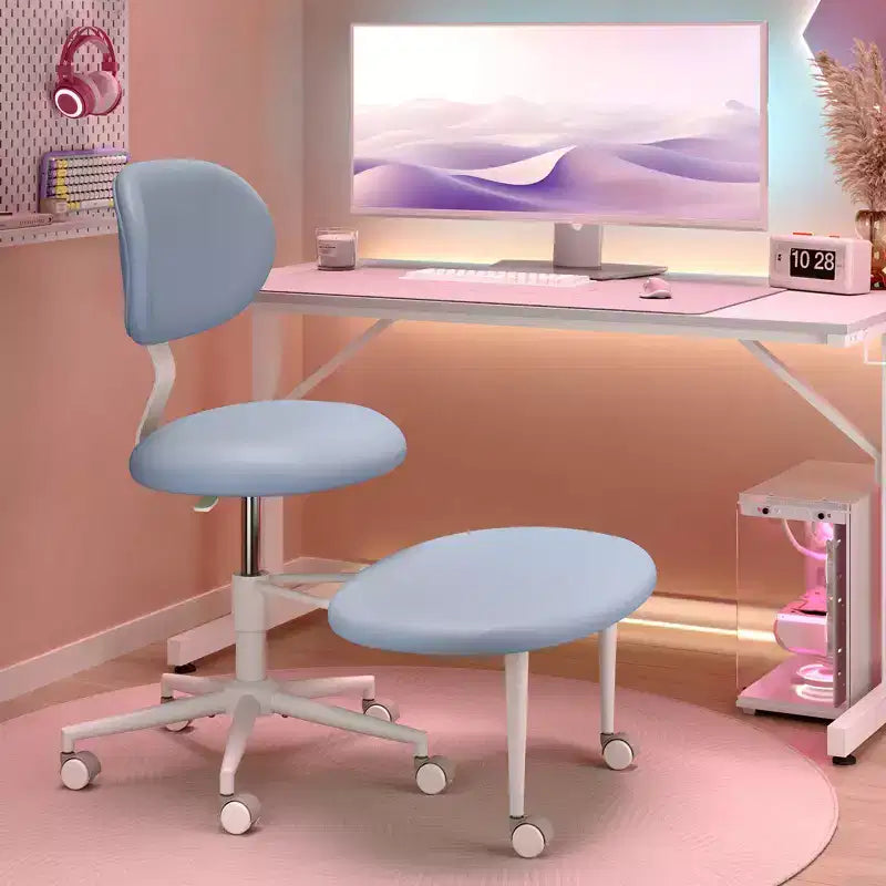 Silla ergonómica con ruedas con diseño de tiras cruzadas, silla de oficina sin brazos para espacios pequeños, soporte lumbar mejorado, altura ajustable