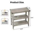 Mesa auxiliar de granja, mesa auxiliar rústica con estante de almacenamiento para espacios pequeños, mesita de noche gris, mesita de noche estrecha para sala de estar, dormitorio (2 piezas)