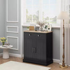 Armario de almacenamiento con 2 puertas y cajón, armario de cocina moderno con estante ajustable, mesa de bufé para cafetería de madera para sala de estar