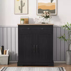 Armario de almacenamiento con 2 puertas y cajón, armario de cocina moderno con estante ajustable, mesa de bufé para cafetería de madera para sala de estar