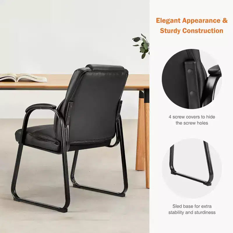 Sillas de sala de espera grandes y altas, de piel sintética, para oficina, escritorio, silla de invitados con reposabrazos acolchados para personas mayores, zona de recepción, sala de conferencias