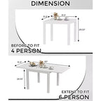 Juego de mesa de comedor extensible para exteriores para 4-6 personas, mesa de patio de 80-160 cm, estructura de aluminio