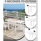 Juego de mesa de comedor extensible para exteriores para 4-6 personas, mesa de patio de 80-160 cm, estructura de aluminio