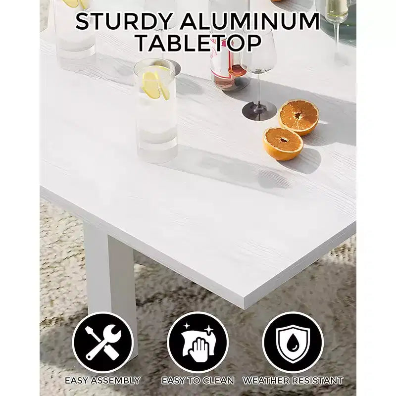 Juego de mesa de comedor extensible para exteriores para 4-6 personas, mesa de patio de 80-160 cm, estructura de aluminio
