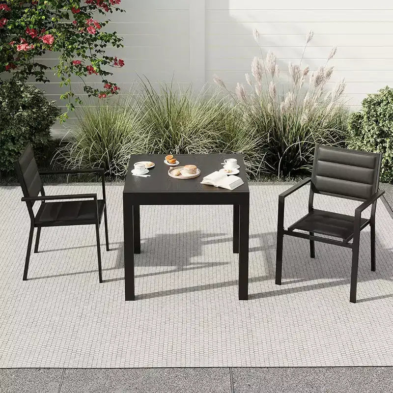 Juego de mesa de comedor extensible para exteriores para 4-6 personas, mesa de patio de 80-160 cm, estructura de aluminio