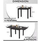 Juego de mesa de comedor extensible para exteriores para 4-6 personas, mesa de patio de 80-160 cm, estructura de aluminio
