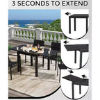 Juego de mesa de comedor extensible para exteriores para 4-6 personas, mesa de patio de 80-160 cm, estructura de aluminio