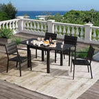 Juego de mesa de comedor extensible para exteriores para 4-6 personas, mesa de patio de 80-160 cm, estructura de aluminio