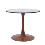 Mesa de comedor redonda con tablero de MDF y base de pedestal de acero color cerezo, mesa auxiliar moderna para cocina, comedor y espacios pequeños