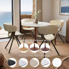 Mesa de comedor redonda con tablero de MDF y base de pedestal de acero color cerezo, mesa auxiliar moderna para cocina, comedor y espacios pequeños