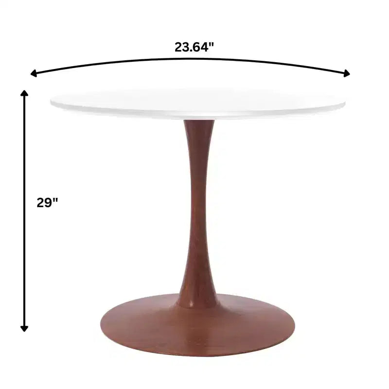 Mesa de comedor redonda con tablero de MDF y base de pedestal de acero color cerezo, mesa auxiliar moderna para cocina, comedor y espacios pequeños