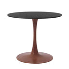 Mesa de comedor redonda con tablero de MDF y base de pedestal de acero color cerezo, mesa auxiliar moderna para cocina, comedor y espacios pequeños