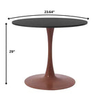 Mesa de comedor redonda con tablero de MDF y base de pedestal de acero color cerezo, mesa auxiliar moderna para cocina, comedor y espacios pequeños