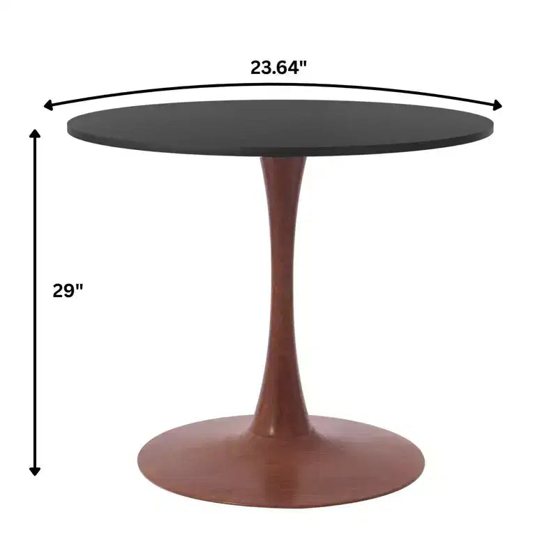 Mesa de comedor redonda con tablero de MDF y base de pedestal de acero color cerezo, mesa auxiliar moderna para cocina, comedor y espacios pequeños
