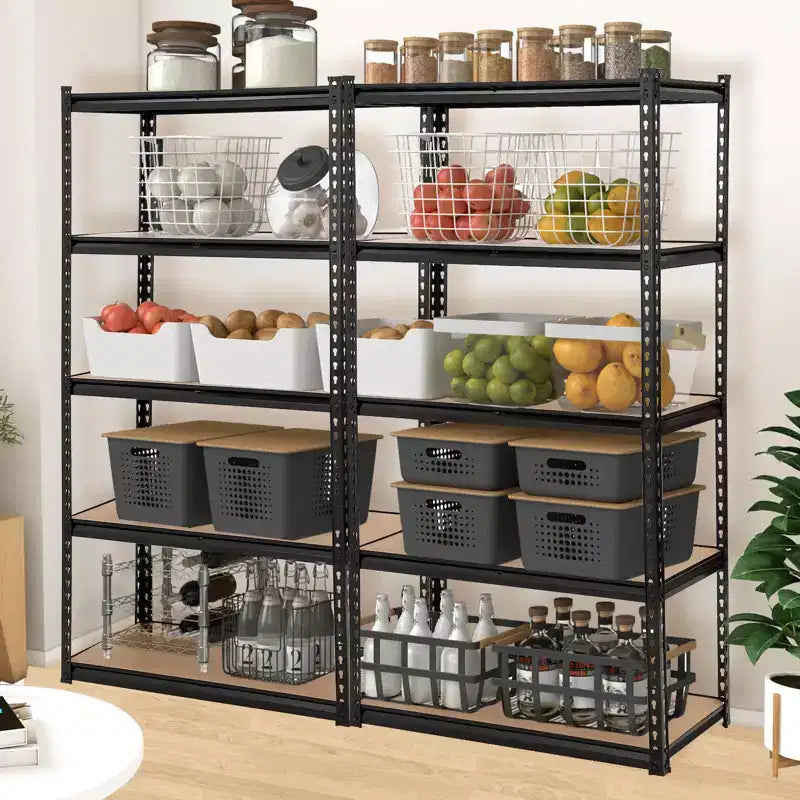 Estanterías de Almacenamiento Resistentes - Estantería Metálica Ajustable de 5 Niveles para Organización de Garaje, Sótano y Despensa