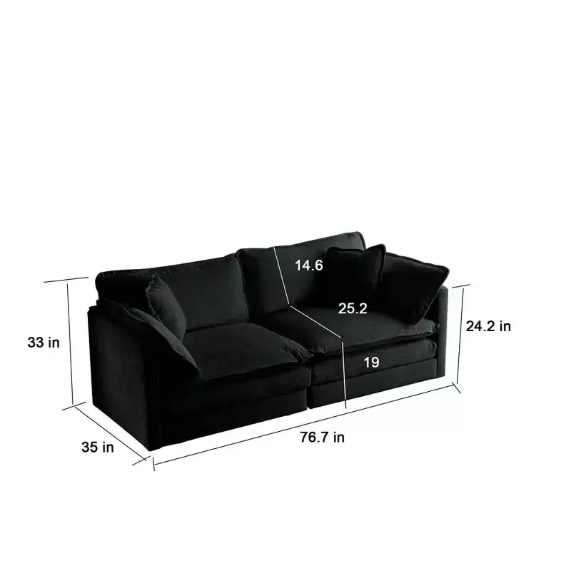 Juego de sofá de 3 piezas con cojines para brazos y cojines decorativos. El juego de sofá incluye 2 sillones individuales y un sofá de 2 plazas. Chenilla verde.