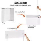 Mesa mostrador promocional, mesa de podio portátil para feria comercial, stand de mostrador de exposición con pared, blanco