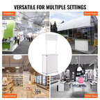 Mesa mostrador promocional, mesa de podio portátil para feria comercial, stand de mostrador de exposición con pared, blanco