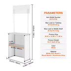 Mesa mostrador promocional, mesa de podio portátil para feria comercial, stand de mostrador de exposición con pared, blanco