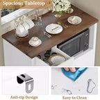 Mueble de Cocina para Microondas con 3 Puertas, 1 Cajón y Estantes Ajustables, Aparador Buffet de Almacenamiento para Cocina, Comedor y Sala de Estar
