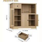 Mueble de Cocina para Microondas con 3 Puertas, 1 Cajón y Estantes Ajustables, Aparador Buffet de Almacenamiento para Cocina, Comedor y Sala de Estar