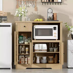 Mueble de Cocina para Microondas con 3 Puertas, 1 Cajón y Estantes Ajustables, Aparador Buffet de Almacenamiento para Cocina, Comedor y Sala de Estar