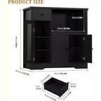 Mueble de Cocina para Microondas con 3 Puertas, 1 Cajón y Estantes Ajustables, Aparador Buffet de Almacenamiento para Cocina, Comedor y Sala de Estar