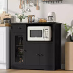 Mueble de Cocina para Microondas con 3 Puertas, 1 Cajón y Estantes Ajustables, Aparador Buffet de Almacenamiento para Cocina, Comedor y Sala de Estar