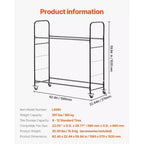 Estante rodante para neumáticos, soporte para neumáticos de 2 estantes y remolque de transporte para garaje, carrito de almacenamiento de neumáticos de acero resistente con ruedas, negro