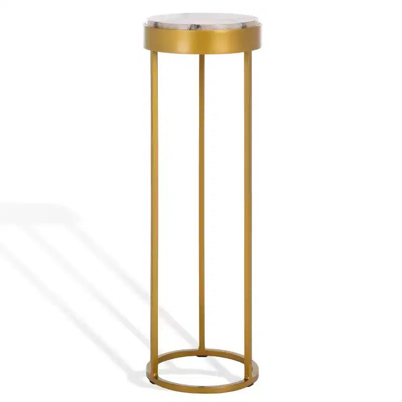Mesa auxiliar para bebidas de piedra - Dorado/Blanco